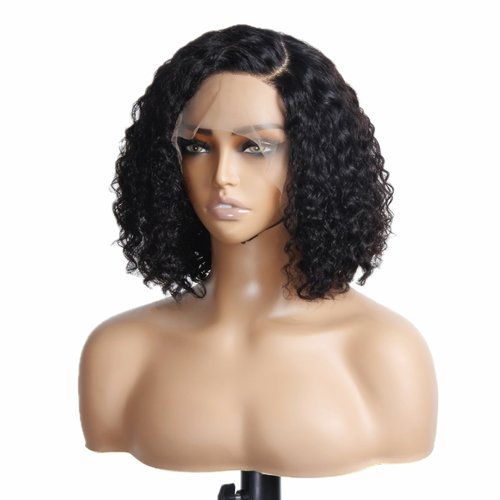 SAYIDON Curly Bob Wig Human Hair 12 Inch Glueless 13x4 Lace Front Wigs Pre Plucked180% Density Deep Wave HD Kinky Wigs
