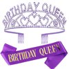 CIEHER Purple Birthday Sash & Queen Crown Kit, Purple Birthday Decorations, Purple Crown Tiara, Birthday Crowns for Women Girls, Purple Birthday Crown, Birthday Sash and Tiara, Purple Birthday Gifts