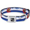 Dog Collar Seatbelt Buckle Colorado Skier4 Mountains Blues White Red Yellow 18 to 32 Inches 1.5 Inch Wide