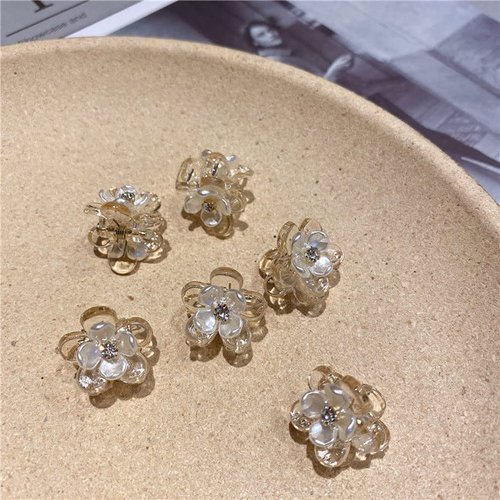10 Pcs Clear Acrylic Flower Shaped Rhinestone Hair Claw Clips Small Jaw Clamp Hair Accessories for Girls Women