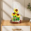 ZYLEGEN Sunflower Bouquets Building Blocks Flower Set,Mini Bricks Building Toys with Glass Dome for Home/Office Desk Décor,Idea Housewarming for Women Adults(553Pcs)