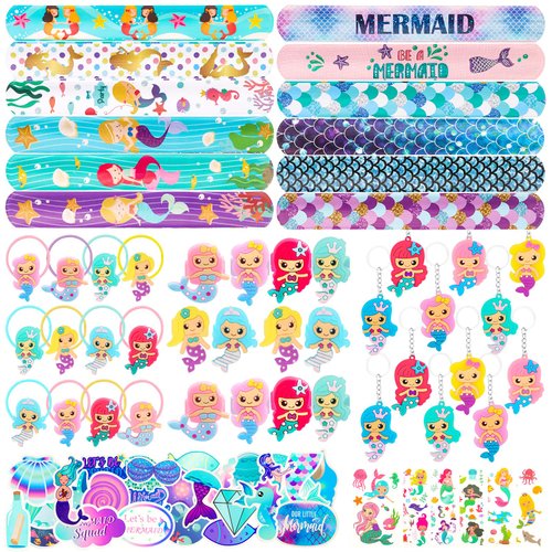 Mermaid Party Favor, Mermaid Themed Party Supplies Keychains Slap Bracelets Mermaid Themed Birthday Party Supplies Mermaid Goodie Bag Filler