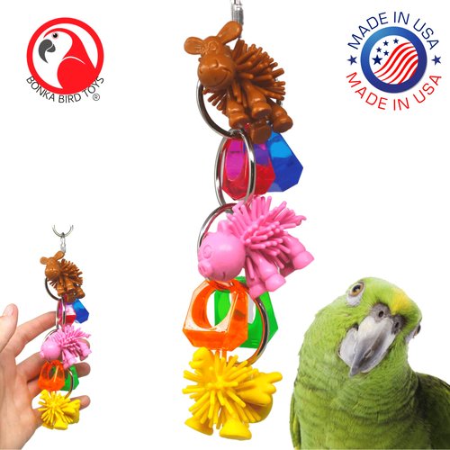 Bonka Bird Toys 1716 Farm Ringer Small Medium Bird Toy Parrot Cage Craft Toys Cages African Grey Conure Cockatiel