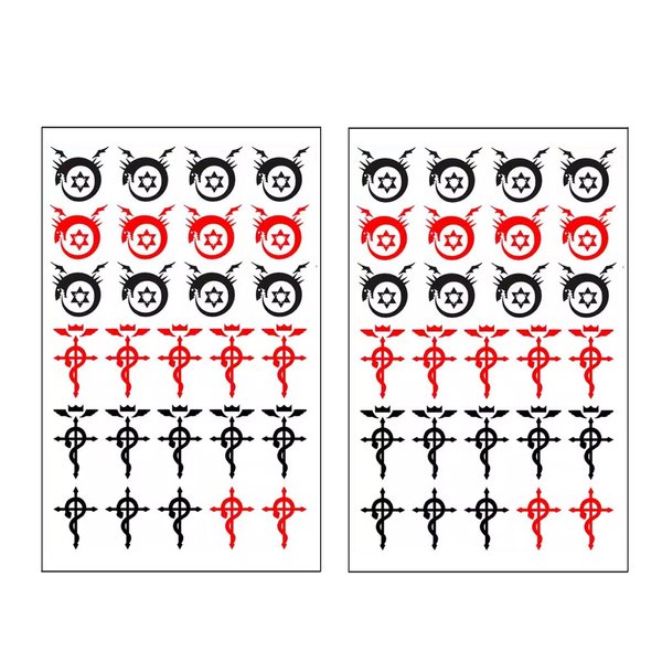 Edward Elric Tattoo 2pcs Anime Cosplay Temporary Tattoos Stickers Prop