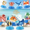 12 pcs Ocean Sea Animals Honeycomb Centerpieces Ocean Themed Birthday Party Decorations Tropical Beach Themed Party Decorations Fish Crab Turtle Seahorse Sea Creature Birthday Party Supplies