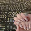 30 Sheets Silver Nail Art Stickers Aurora Silver Star Moon Nail Decals 3D Self-Adhesive Holographic Line Nail Stickers Laser Heart Letter Snowflake Leaf Nail Supplies for Women Girls Manicure DIY