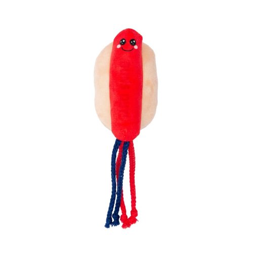Fuzzyard Buns Out Hotdog Cat Toy Americana Plush w/Catnip Crinkle & Ropes