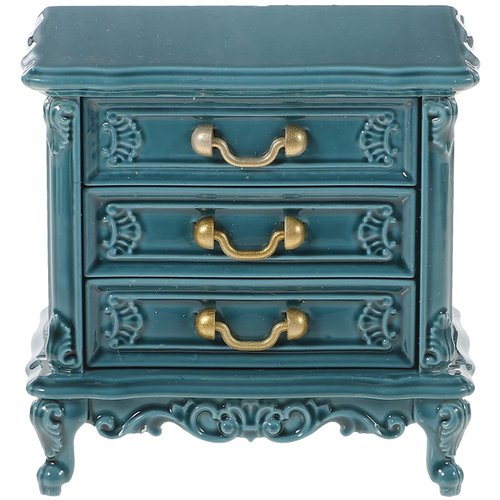 LOGOFUN Dollhouse Bedside Cabinet Miniature Drawer Cabinet Mini Bedside Table for Doll House Bedroom Furniture Accessories