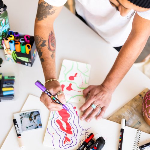 Posca Marker Brush in Blue, Posca Pens for Art Supplies, School Supplies, Rock Art, Fabric Paint, Fabric Markers, Paint Pen, Art Markers, Posca Paint Markers