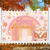 Avezano Groovy Birthday Banner for Retro Hippie Birthday Party Decorations Girls Daisy Flower Boho Rainbow Theme Photoshoot Backdrops 70.8 x 43.3 Inch