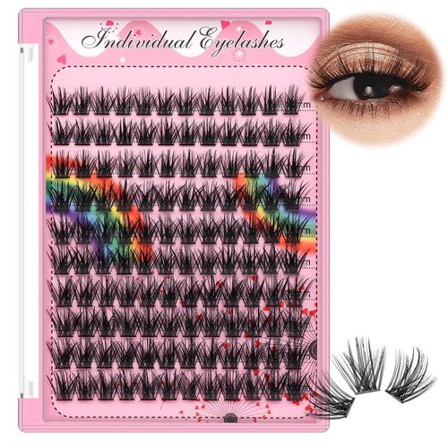 Bodermincer Lashes Clusters 10+12mm/12+14mm/14+16mm/16+18mm/10-12-14-16mm/14-16-18mm Mixed and 8-20mm to Choose Lashes Extension Kit lash Clusters Lashes Wispy Eyelash Extension （16mm)