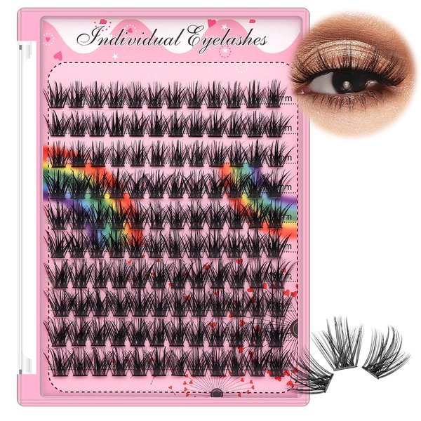 Bodermincer Lashes Clusters 10+12mm/12+14mm/14+16mm/16+18mm/10-12-14-16mm/14-16-18mm Mixed and 8-20mm to Choose Lashes Extension Kit lash Clusters Lashes Wispy Eyelash Extension （16mm)
