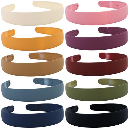 Wecoe 10pcs Plastic Headbands with Teeth 1inch Wide Comb, Non-Slip Comfortable Colorful Short Hair Accessories for Women and Girls