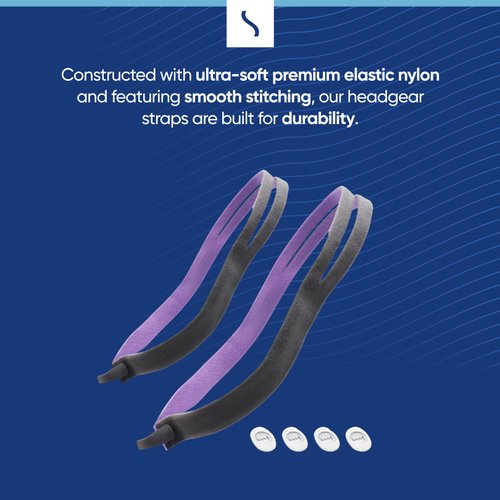 Replacement Headgear Strap for ResMed AirFit P10 Nasal Pillow CPAP Mask by Snugell - Pink (2-Pack) with 4 Adjustment Clips - Durable Premium Material