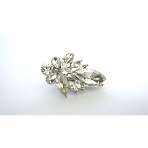Small clear crystal cluster alligator hair clip for fine thin hair