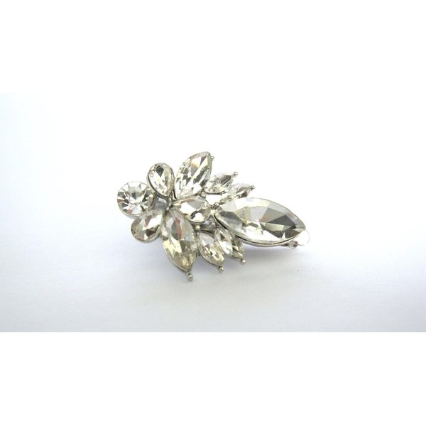 Small clear crystal cluster alligator hair clip for fine thin hair