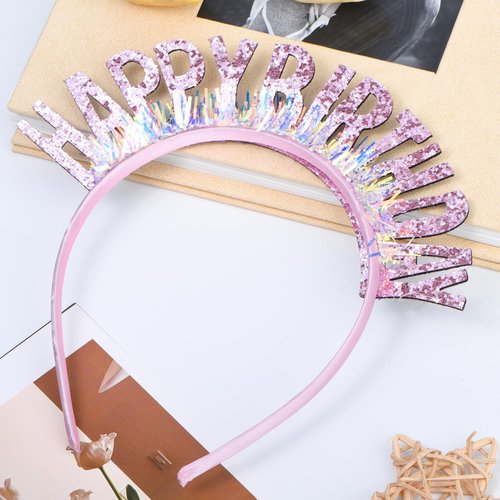 WantGor Birthday Crown Birthday Headband, Happy Birthday Headband for Women Birthday Tiara Headpiece Happy Birthday Decorations, Birthday Gifts Party Accessories (Pink, Medium)