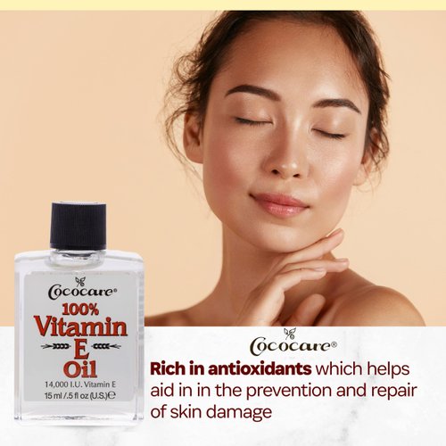 COCOCARE 100% Vitamin E Oil, 14000 I.U., 0.5 Fl Oz - Skin Moisturizer & Antioxidant Protection
