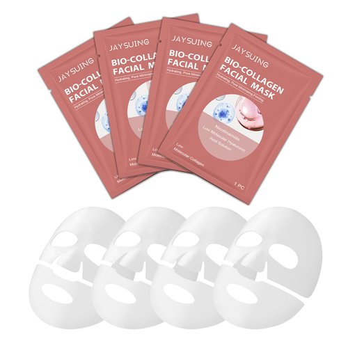 Jaysuing Bio Collagen Face Mask, Firming Facial Mask Bio-Collagen Real Deep Collagen Face Mask for Lifting Face（4pcs）