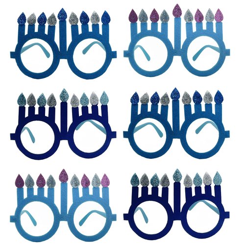 The Dreidel Company Happy Hanukkah Glasses Eyewear Party Favors and Party Props Assorted Colors for Kids (6-Pack)