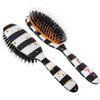 Rock & Ruddle Natural Mixed Boar Bristle Hair Brush for Women and Kids (Small/Travel Size, 17.5cm) - Perfect for Wet or Dry Hair, Detangling Smoothing Blowdrying - Made in UK - Black & White Stripes
