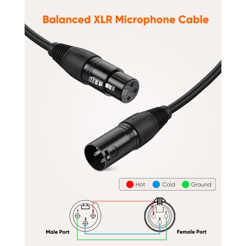 CableCreation XLR Microphone Cable, 6 FT XLR Male to XLR Female Balanced 3 PIN Mic Cables, Black
