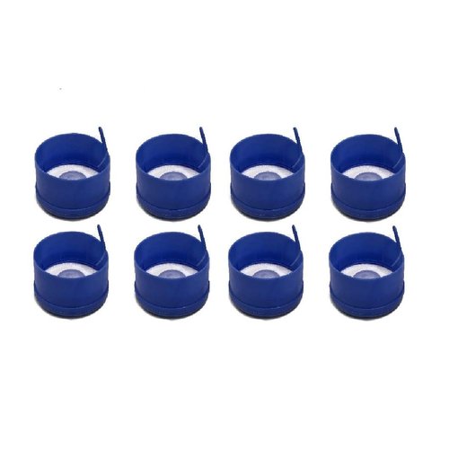AquaNation BPA Free Reusable Water Bottle Cap for 3 or 5 gallons - 55mm Non Spill Anti-Splash (Quantity of 8) Made in USA