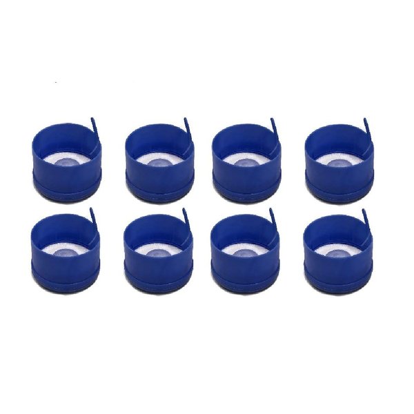 AquaNation BPA Free Reusable Water Bottle Cap for 3 or 5 gallons - 55mm Non Spill Anti-Splash (Quantity of 8) Made in USA