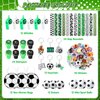 Aoriher 158 Pcs Soccer Party Favors Set Bulk Sport Non Woven Gift Bags Slap Bracelets Mini Bouncy Balls Toy Whistle Keychains Sticker Stampers for Sport Party Supplies(Soccer)