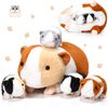 Jenaai 5 Pcs Plush Guinea Pig Stuffed Animals 16 Inch Mama Guinea Pig with 4 Cute Plushie Babies Soft Guinea Pig Plush Pillow Gift for Boys Girls Birthday