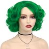 GNIMEGIL Curly Green Wigs for Women St patricks Day Short Curly Layered Wigs Big Wavy Cosplay Wigs Synthetic Hair Halloween Costume Wigs