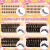 calphdiar Fluffy Lash Clusters with Bottom Lashes Cluster Eyelash Extensions 60D+80D+100D+120D Thick Volume Individual Lashes 12-18mm with Bottom Eyelash Clusters DIY D Curl Lash Extension at Home