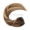 YILITE Clip in Hair Extensions Remy Human Hair #4/27/4 Balayage Chocolate Brown to Caramel Blonde Double Weft Silky Straight Thick Clip in Real Hair Extensions for Women 120g 8Pcs/Pack 16 inches