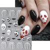 5D Halloween Nail Art Sticker Embossed Horror Ghost Nail Decals Flame Skull Self-Adhesive Nail Sticker Spider Web Bat Evil Eye Nail Design Stickers Scary Skeleton Devil Nail Supplies for Women 8Sheets