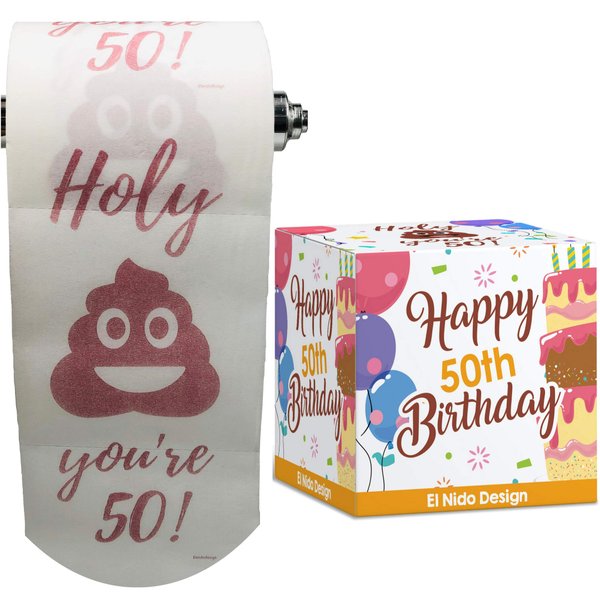 50th Birthday Toilet Paper - Happy birthday toilet paper prank– Funny 50th birthday gifts for men and women– best friend birthday gifts– Novelty Toilet paper roll gag gifts – 3 Ply (50th Birthday)