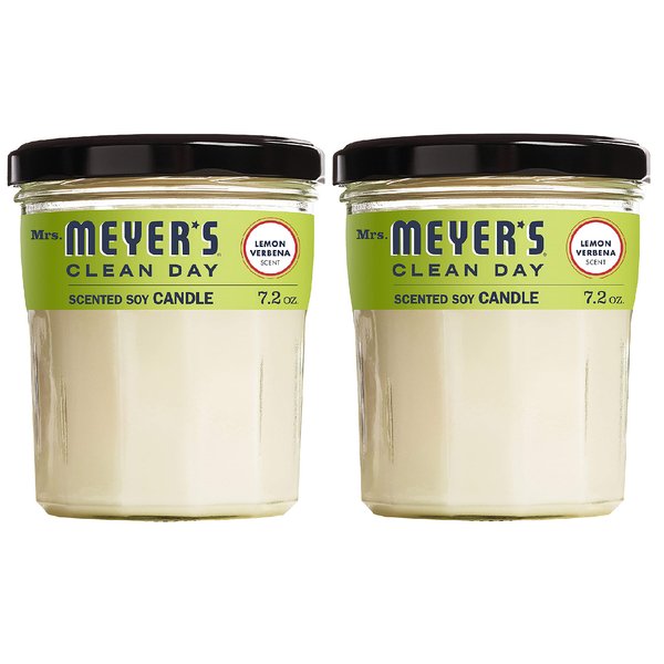 Mrs. Meyer's Clean Day Scented Soy Candle, Lemon Verbena Scent, 7.2 ounce candle (Pack of 2)