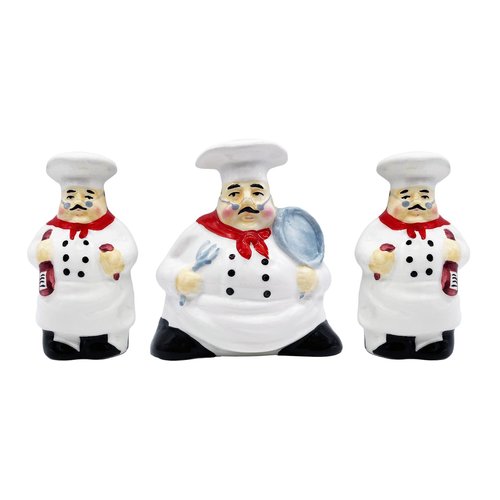 ACK Chef Napkin Holder, Salt and Pepper Shaker Set with Napkin holder, Kitchen Décor