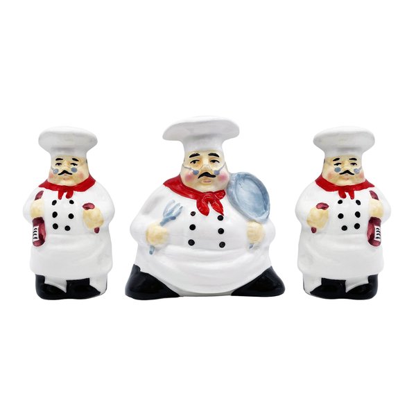 ACK Chef Napkin Holder, Salt and Pepper Shaker Set with Napkin holder, Kitchen Décor