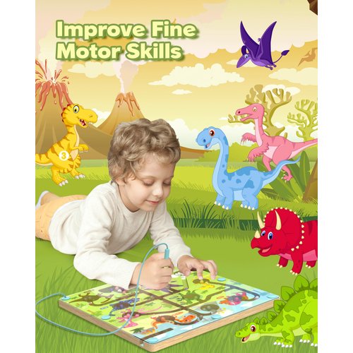 Magnetic Color and Number Maze, Montessori Busy Toys for 2 3 4 5 Year Old, Wooden Puzzle Activity Board, Learning Educational Toddler Toy for Kids 3 4 5 Year Old, Toddler Travel Toys for Preschoolers