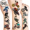 105 PCS Bike Temporary Tattoos Birthday Party Decorations Supplies Favors Black Bycicle Street Mountain Road Bike Sports Decor Stickers For Boys Girls Gift School Prizes Rewards