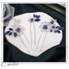 Casdre Crystal Bride Wedding Hair Pins Silver Pearl Bridal Hair Pieces Flower Hair Accessories for Women and Girls(Pack of 3) (B Blue)