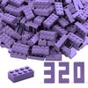 2x4 Building Bricks 320 Pieces, Medium Lavender Bricks Bulk Kit, Basic Parts Accessories, Classic Creative Building Blocks Set, Compatible with Generic Brands