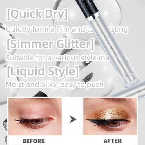ONarisae Glitter Eyeshadow liquid Pigments Metals Gloss Sparkling Smokey Eye Looks Shimmer Silver (silver)