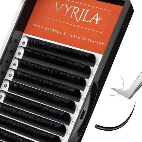 Eyelash Extension-VYRILA Cashmere Volume Lash Extensions D CC Curl 0.03-0.05mm thickness,Matte Black Soft Individual Lashes, Professional Lash Supplies for Eyelash Tech (D 0.05 13mm)