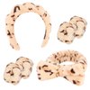 Semato Spa Headband and Wristband Set Skin Care Headband Fluffy Bow Face Wash Headband Hair Accessories Bubble Sponge Spa Headband for Women and Girls (leopard)