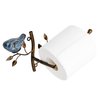 Owlgift Wall Mounted Metal Toilet Tissue Holder w/Ceramic Bird, Roll Organizer for Bathroom - Bronze
