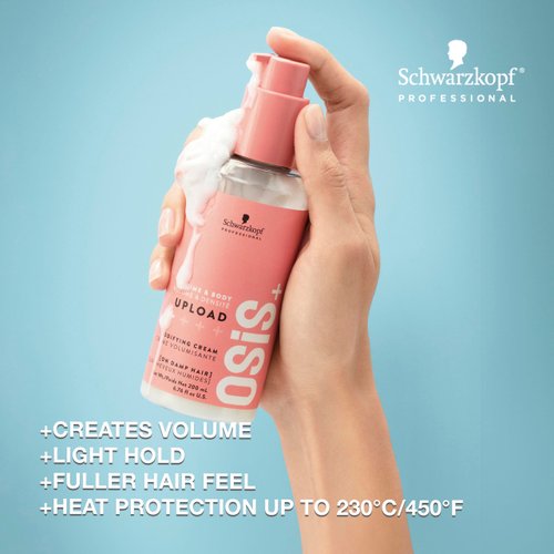 OSiS+ Upload Volume Cream – Lightweight Volumizing Hair Treatment – Conditioning Style Control and Volume Effect - Blow Dry Heat Protection, 6.75 oz