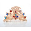 Medium rose gold metal crystal filigree hair claw clip (Primary color: Multi-color)