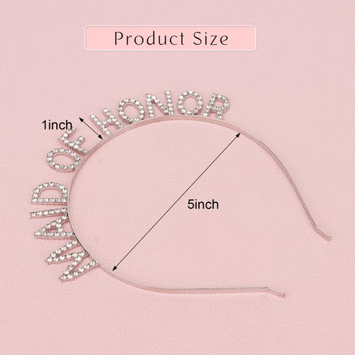 Jaciya Silver Maid of Honor Headband Rhinestone Headband Bachelorette Party Accessories Maid of Honor Gifts Bridal Shower Favors