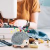 402 Pieces Hedgehog Pincushion Flat Head Straight Pins Kit, Cute Pincushion with Clear Storage Box and Quilting Pins, Colorful Head Straight Sewing Pins for Handicrafts DIY Sewing